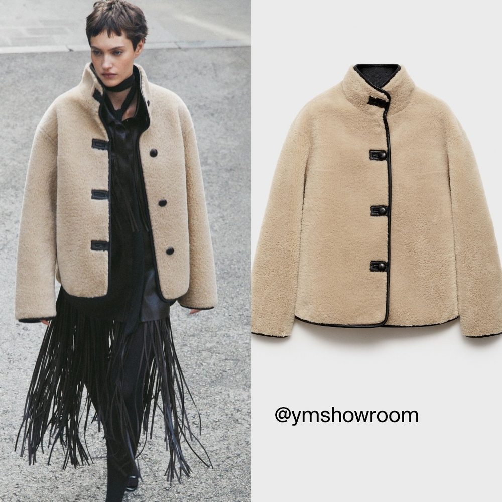 MANGO Faux Shearling Coat